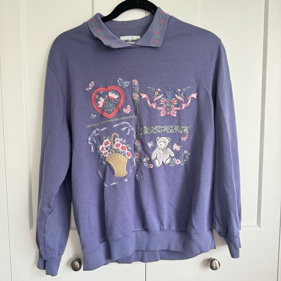 Vintage Grandma-core Purple Sweatshirt Size M - Picture 2 of 6